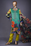 Traditional Epitome (NE2-05) - 3 Pc Unstitched Digital Embroidered Lawn Dress With Digital Bamber Chiffon Dupatta