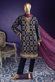 Vintage Boxes (SC-117A-NavyBlue) Embroidered & Printed Un-Stitched Cambric Dress With Embroidered Chiffon Dupatta