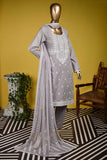 White House (SC-132A-Purple) Embroidered & Printed Un-Stitched Cambric Dress With Embroidered Chiffon Dupatta