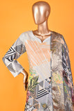 Windy Strokes (MDL-005)- 3 Pc Unstitched Lawn Digital Printed Dress With Banarsi Chiffon Digital Printed Dupatta