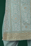 Wood Craft (SC-113A-SkyBlue) Embroidered & Printed Un-Stitched Cambric Dress With Embroidered Chiffon Dupatta