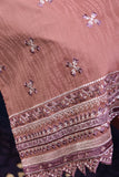 X Factor (SC-155B-Blush) Embroidered & Printed Un-Stitched Cotton Dress With Embroidered Chiffon Dupatta