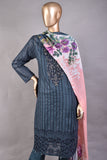 (ZLC-1A) 3 Pc Semi Stitched Chikankari Embroidered Stone Work Lawn Dress with Digital Printed Dupatta