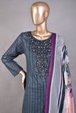 (ZLC-1A) 3 Pc Semi Stitched Chikankari Embroidered Stone Work Lawn Dress with Digital Printed Dupatta