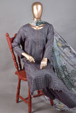 (ZLC-2B) 3 Pc Semi Stitched Chikankari Embroidered Stone Work Lawn Dress with Digital Printed Dupatta