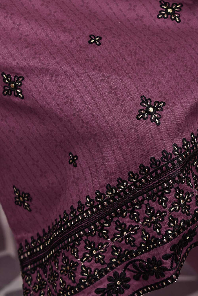 Zeenat (SC-142B-Magenta) Embroidered & Printed Un-Stitched Cotton Dress With Embroidered Lawn Dupatta