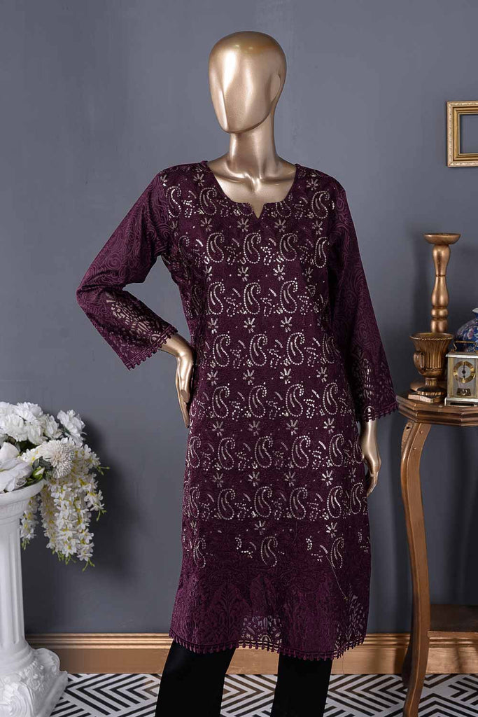Shining Star (AC-2A) | Maroon Unstitched Embroidered Cambric Kurti