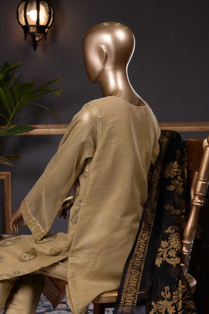 Mystic Pine (AF-2D) 3 Pc Unstitched Organza Embroidered Dress with Handicraft Cut-Dana work