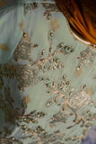 Basketweave (AF-3A) 3 Pc Unstitched Paper-Cotton Broshia Bunki Jacquard Embroidered Dress with Handicraft Cut-Dana work