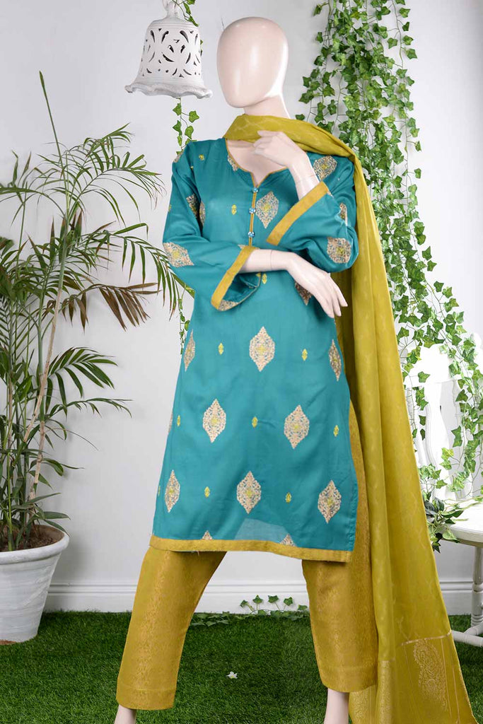 Delightful Affair (RM-1A) | Embroidered Un-stitched Lawn Dress with Cotton Banarsi Trouser & Lawn Banarsi Dupatta