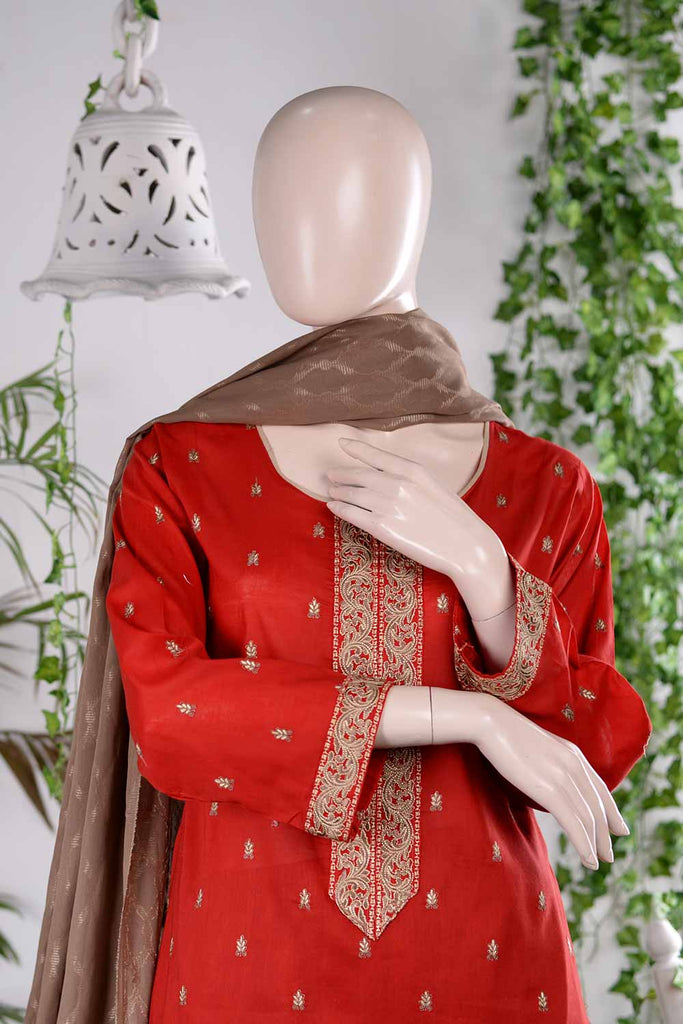 Stylish Flair (RM-2A) | Embroidered Un-stitched Lawn Dress with Cotton Banarsi Trouser & Lawn Banarsi Dupatta