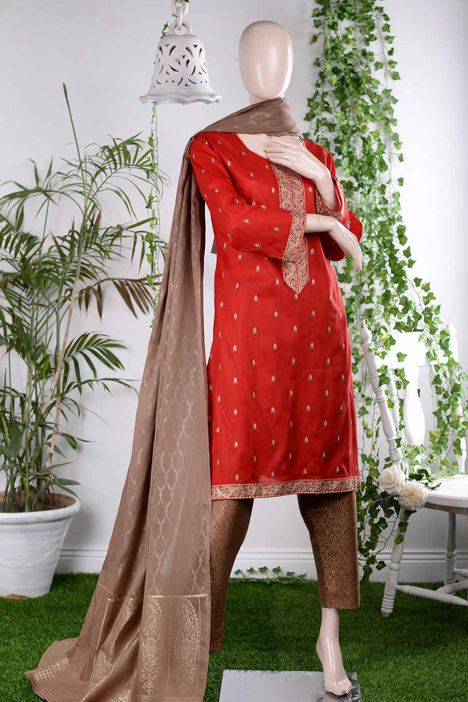 Stylish Flair (RM-2A) | Embroidered Un-stitched Lawn Dress with Cotton Banarsi Trouser & Lawn Banarsi Dupatta