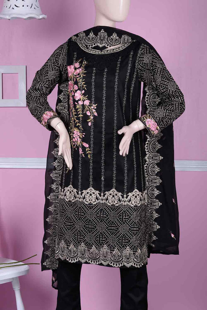 Estella (BZ-5A) | Embroidered Un-stitched Cambric Dress with Chiffon Dupatta |