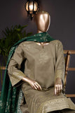 Pure Charisma (CC-1i) | 3 Pc Fawn Un-stitched Printed Cambric Dress with Green Dupatta