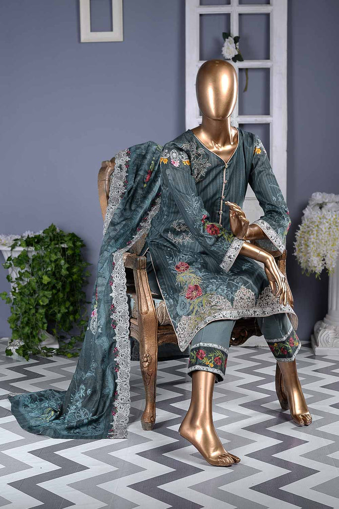 Style Zone (F2-01) | Un-stitched Digital Printed & Embroidered Cambric Suit
