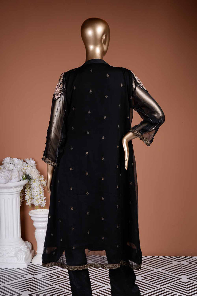 Night Sky (G7-3B) Embroidered Black Chiffon Dress with Embroidered Chiffon Dupatta