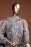 Grey Moonstone (G7-4B) Embroidered Grey Chiffon Dress with Embroidered Chiffon Dupatta