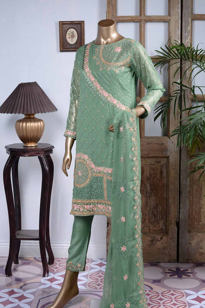 Chartreuse (GF-3A) | Embroidered Un-stitched Chiffon Dress with Embroidered Chiffon Dupatta