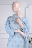 Ice Beauty (SC-26A-Sky Blue) Embroidered Un-Stitched Cambric Dress With Embroidered Chiffon Dupatta