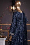 Arri Jaal (SC-24C-Blue) Embroidered Un-Stitched Cambric Dress With Embroidered Chiffon Dupatta