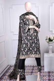 Sona Chandi (SC-2E-Black) 3 Pcs Embroidered Un-Stitched Cambric Dress With Chiffon Dupatta