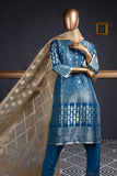 3 Pcs Un-stitched Cotton Resham Exclusively with Pure Zari Jacquard Dress - Oceanic Delight (ZP-01)