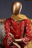 3 Pcs Un-stitched Cotton Resham Exclusively with Pure Zari Jacquard Dress - Scarlet Beauty (ZP-02)