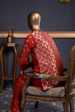3 Pcs Un-stitched Cotton Resham Exclusively with Pure Zari Jacquard Dress - Scarlet Beauty (ZP-02)